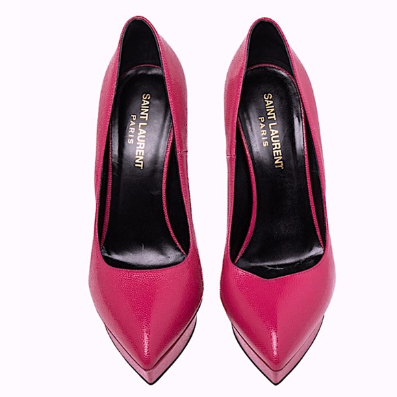 Saint Laurent Pink Leather Janis Pointed Toe Platform Pump - Picture 5 of 8